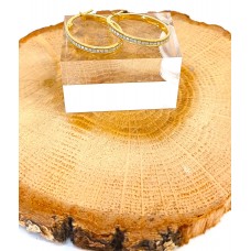 Σκουλαρίκια Κρίκοι Χρυσά Οβάλ 9Κ με γκλίτερ (E298)